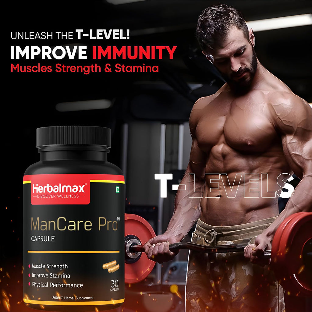 Herbalmax ManCare Pro Capsules â€“ 800mg | With Safed Musli, Shilajit, Ashwagandha, Vaidarikandra & Kaunch Beej Extract | Supports Muscle Strength, Stamina & Physical Performance â€“ 30 Capsules