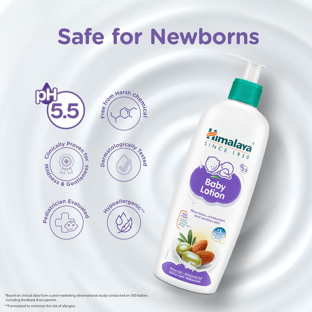 Himalaya Gentle Baby Lotion 100ml with Almond Oil, Olive Oil & Giloy | pH 5.5 | No. 1 Doctor Recommended Baby Lotion | Hypoallergenic | Nourishing Baby Moisturizer for All Skin Types