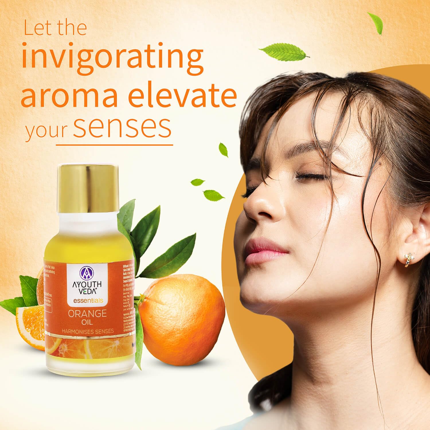 Ayouthveda Orange Essential Oil for Skin & Hair | Aromatherapy Kit for Stress Relief & Relaxation | 100% Pure & Natural Therapeutic Grade |Can Be Used as Air purifier (Pack Of 1; 15ml)