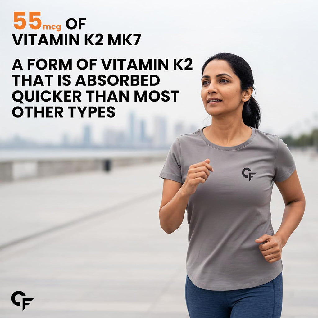Carbamide Forte Vitamin D3 K2 Supplement | Vitamin K2 MK7 To Support Bone & Heart Health | Veg D3 - Lichen - 60 Tablets