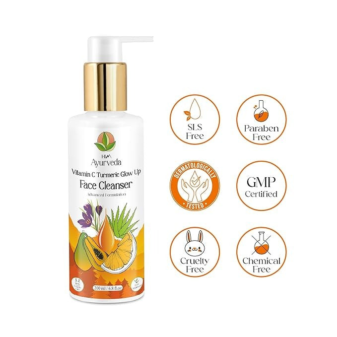 HIM Ayurveda Vitamin C Turmeric Glowup Face Cleanser - 200 ml