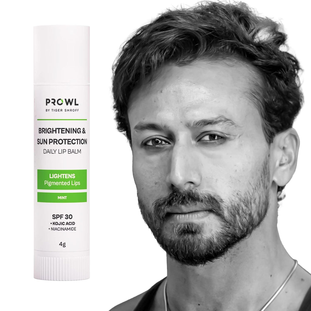 PROWL by Tiger Shroff Lipbalm For Men Brightening Dark Lips with Kojic Acid & Niacinamide | SPF 30 PA+++ Daily Lip Balm For Lightening Pigmented Dry Lips | Pigmentation Removal Care | Mint, 4g