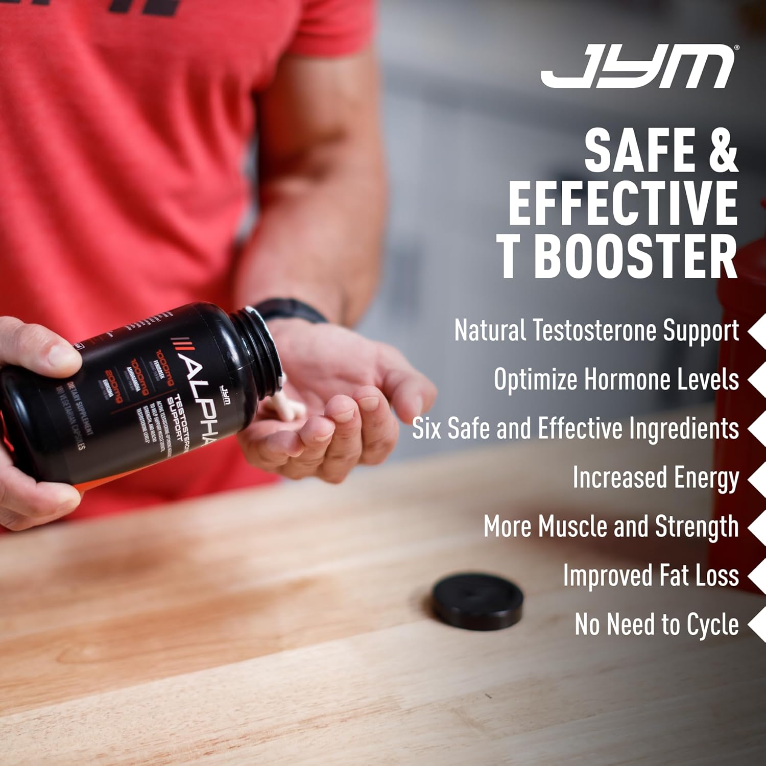 Alpha JYM Testosterone Support | Male Vitality, Health Optimization, Ashwagandha, Fenugreek, Eurycoma, Damiana, Quercetin, DIM | JYM Supplemental Science | 180 Vegetarian Capsules