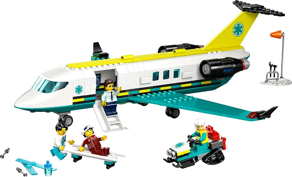 Lego City Emergency Air Ambulance Plane, Airplane Toy Building Set 60465 Building Blocks Toys for 6+ Gift for Boys and Girls