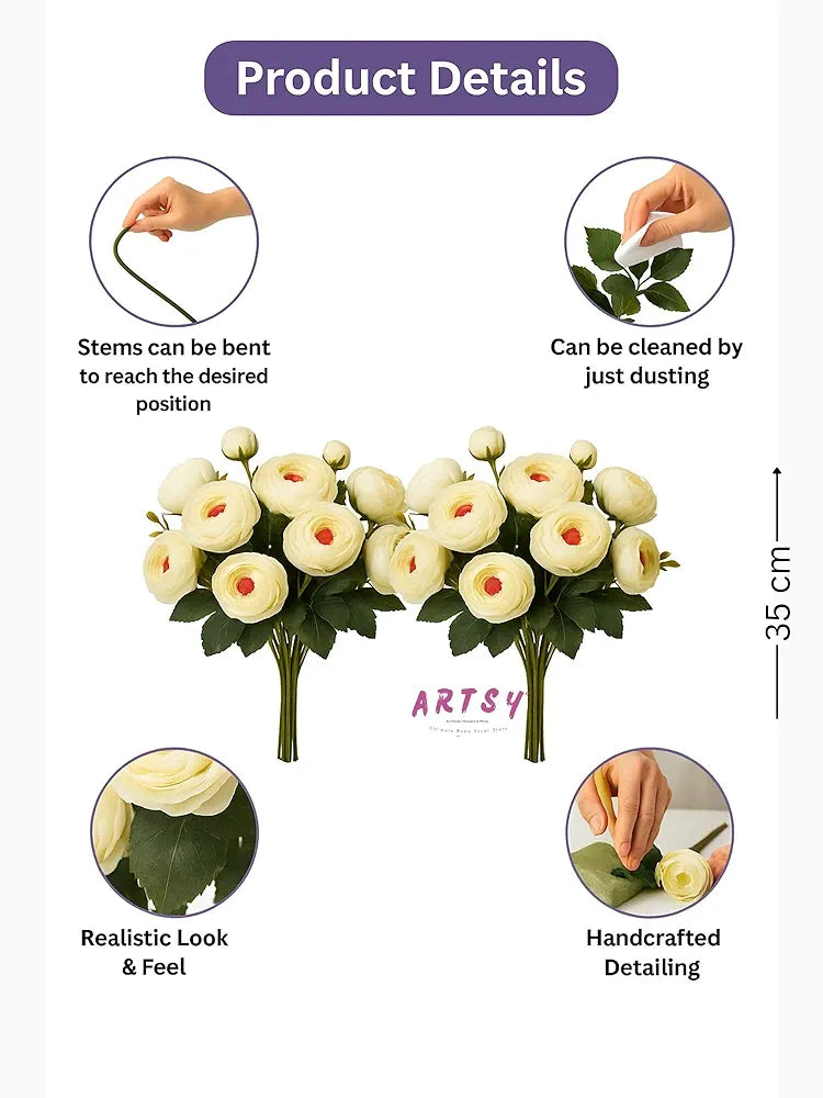 Artificial Flowers for Home Decoration Dry Peony Rose Flower Bunch Without Vase White