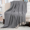 Homadorn All Season Cotton Weaved Throw Blanket Colour Black