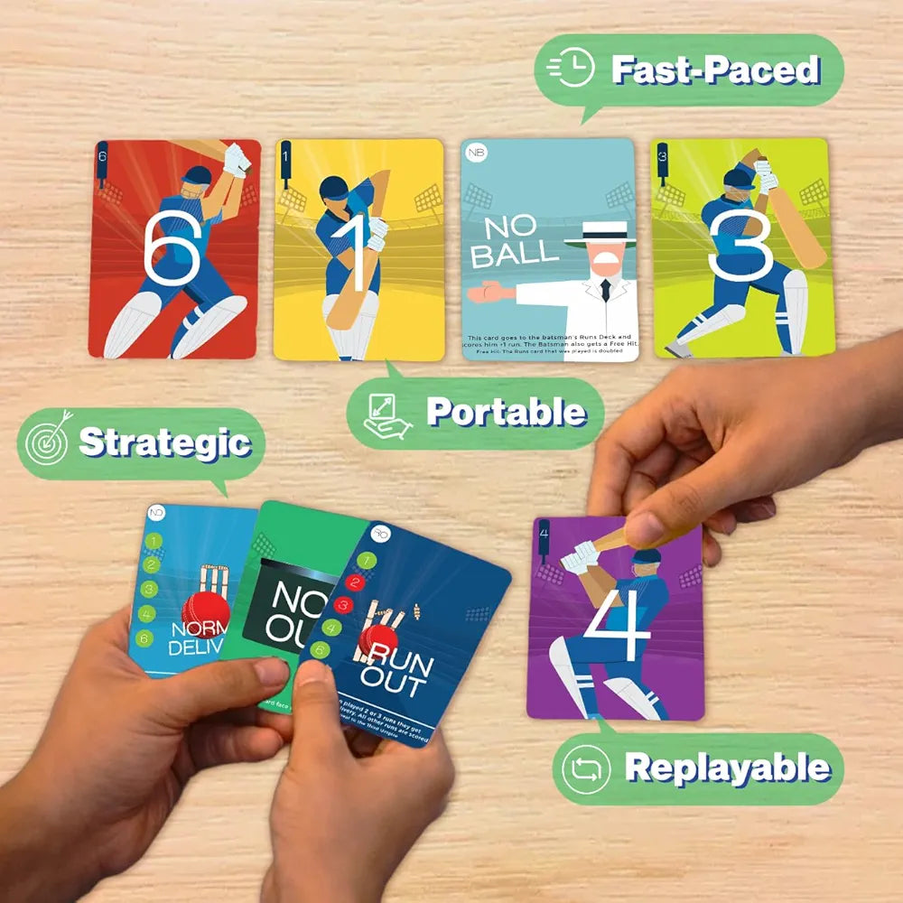 Binca Qwicket Cricket Card Game – Fast & Fun Indoor Cricket Game for Kids & Family