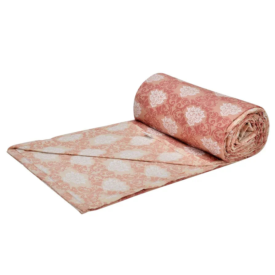 Trance Home Linen Pure Cotton Reversible Dohar Single Bed Size Ac Blanket Comforter Soft Light-Weight Bed Blanket 56 X 88 Inch Colour Royale Peach Cream Reversible