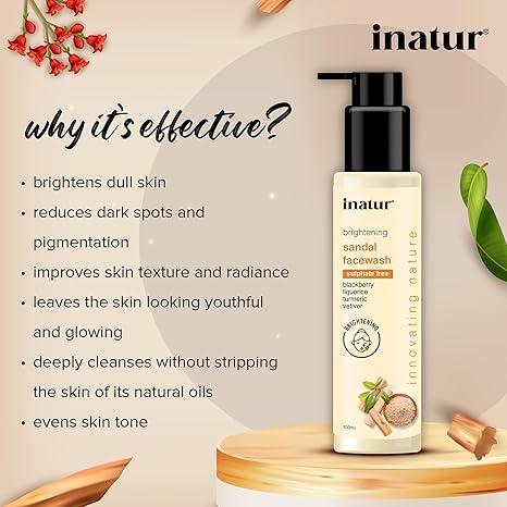inatur Sandal Face Wash Reduce tan Nourishes and brightens skin - 100 ml