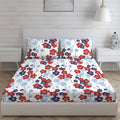 Layers California Cotton Bedsheet Set for All Seasons Lightweight 225 CVC King Size Maroon Blue Floral Pattern