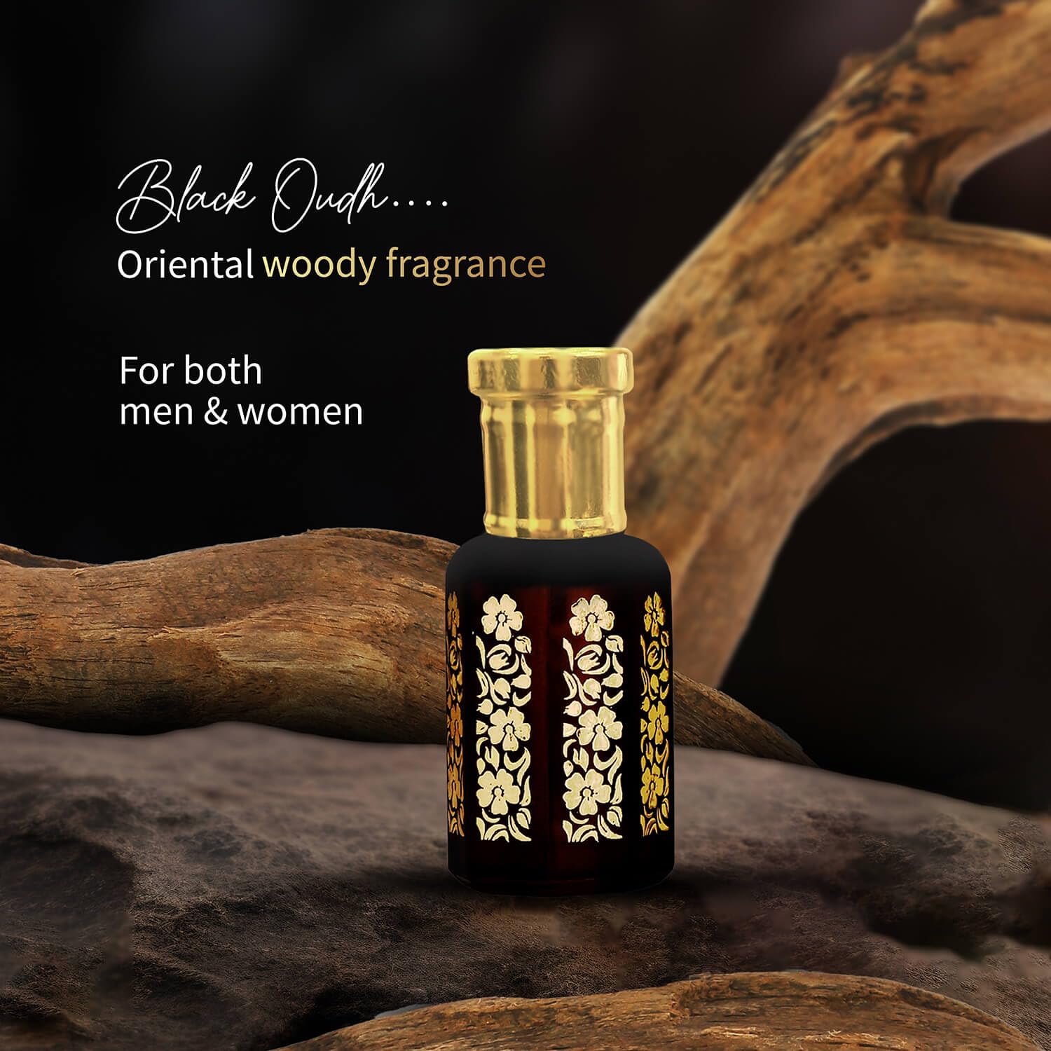 Ayouthveda Oudh Natural Ittar | contains Sandalwood Oil & Agarwood Oil | Long Lasting Woody Fragrance | Eliminate Body Odour & Smell Blissfull | Non-Alcoholic Roll On | for Men & Women (8ml)