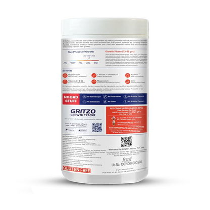 Gritzo Supermilk Overall Growth Powder 13+Y (Teen Athletes), Health Drink For Boys