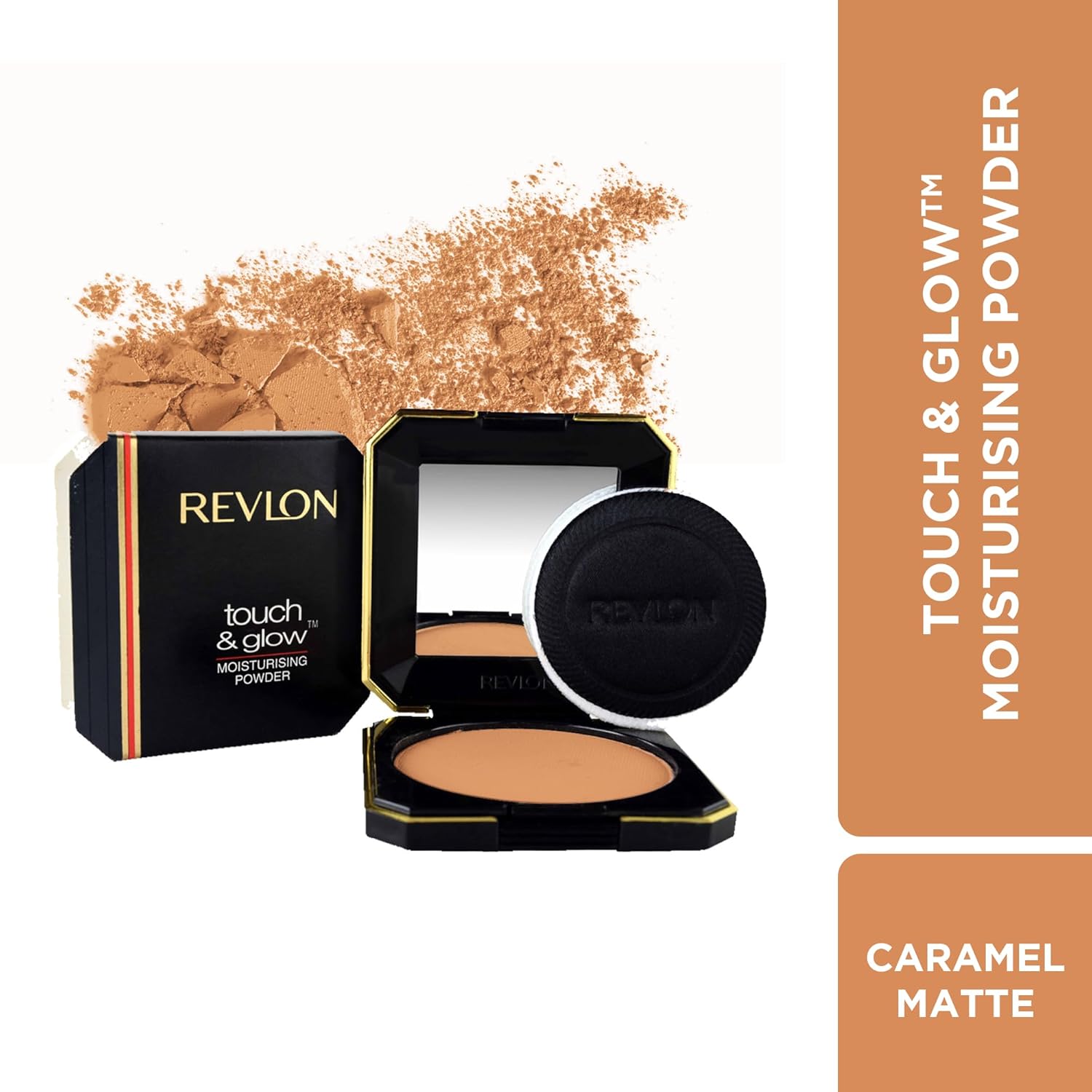 REVLON Touch And Glow Moisturising Compact For Women, All Skin Powder - Caramel Matte (12g)