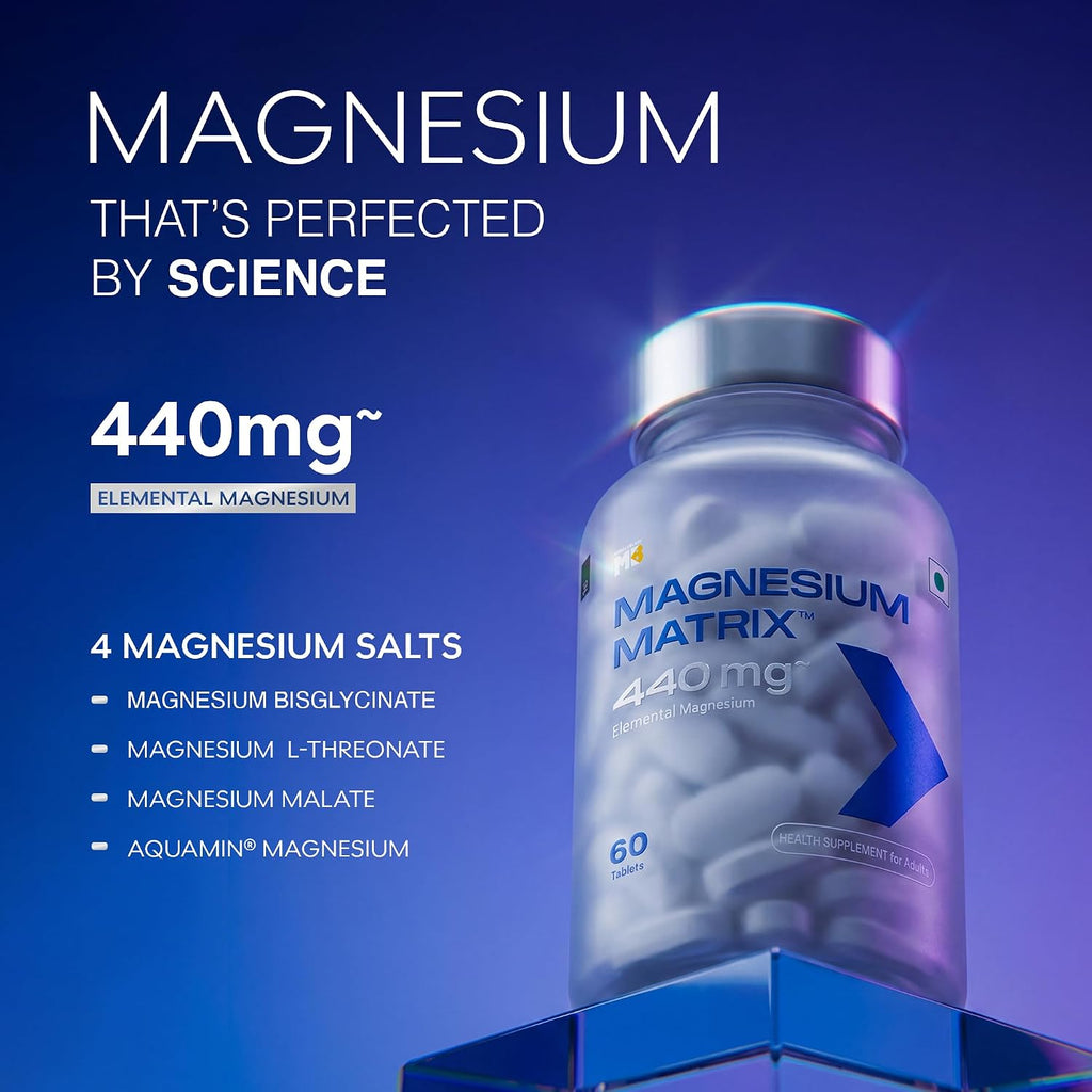MuscleBlaze Magnesium Matrix Tablets | 440mg Elemental Magnesium | Supports Performance, Recovery & Sleep