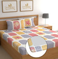 Dreamlet All Around Elastic Supersoft 210tc Premium Cotton Elastic Fitted Bedsheets With 2 King Size Pillow Covers | Yellow and Pink