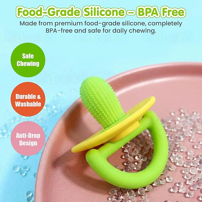 Kidology Teether for Babies 6+ Months Silicone Baby Teething Toy Green