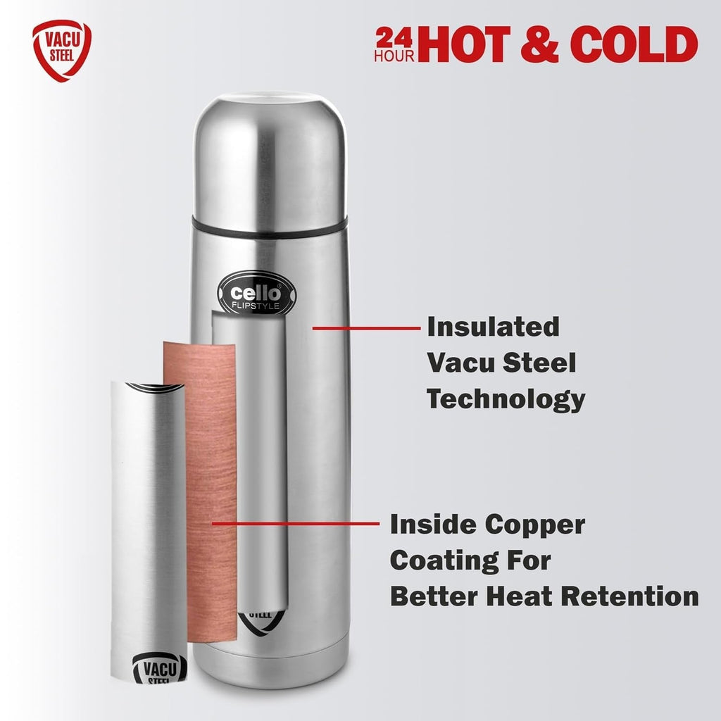 Cello Flipstyle Insulated Stainless Steel Flask Water Bottle