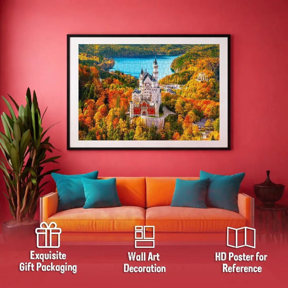 Hello Friend Neuschwanstein Castle Jigsaw Puzzles for Kids and Childrens Realistic Illustration