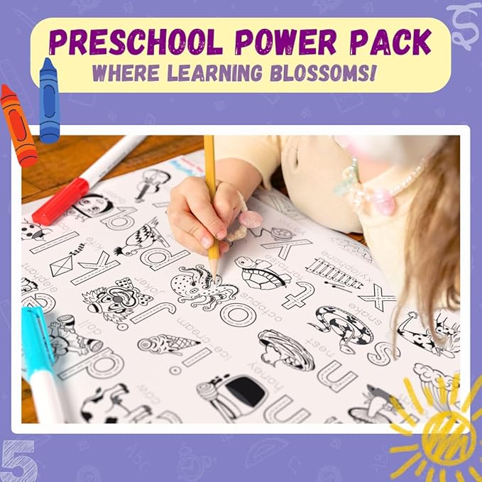 Pepplay Reusable 4 Learning Sheets with Sketch Pens & Pencil Pre-School Educational Toy Birthday