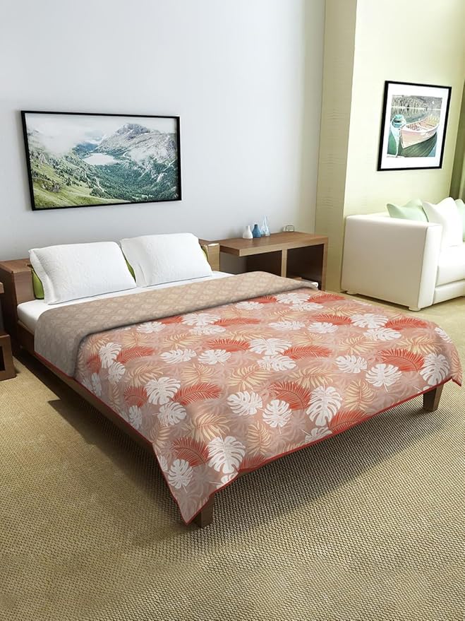 Cortina Ultra-Soft Microfiber Reversible 120 GSM Abstract Single AC Blanket Quilt Dohar | Brown