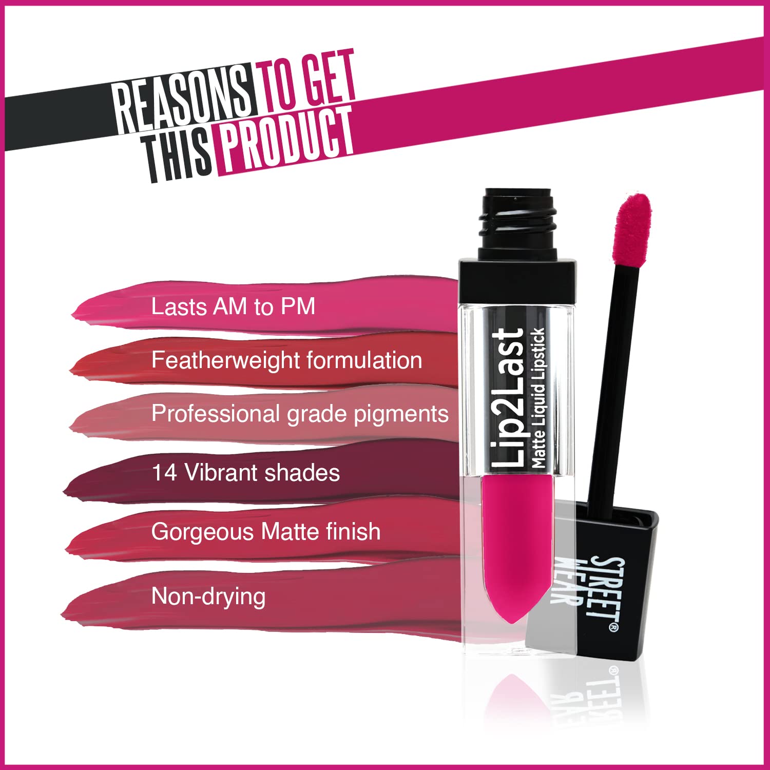 STREET WEAR Lip2Last Matte Liquid Lipstick -G.O.A.T Mauve (Mauve) - 5 ml - Transferproof, Smudgeproof, Mask Friendly, Non-Drying Formula, Enriched With Vitamin E - Lasts AM To PM!