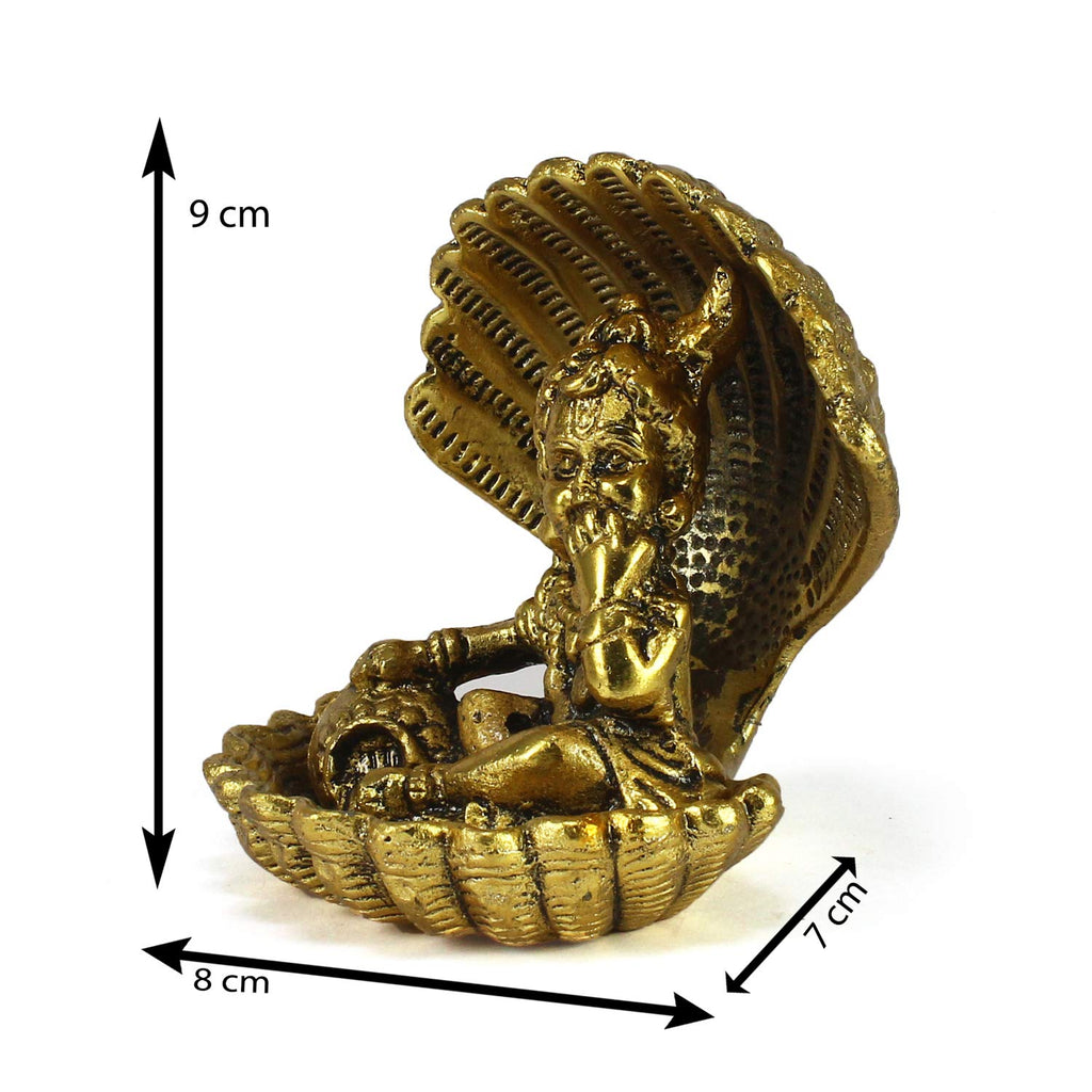 Ecraftindia Golden Bal Gopal Krishna Having Makhan Decorative Showpiece | Golden