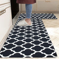 Ishro Home Velvet Premium Kitchen Mats For Floor Kitchen Runner 2 Pcs Set Colour Black Diamonds