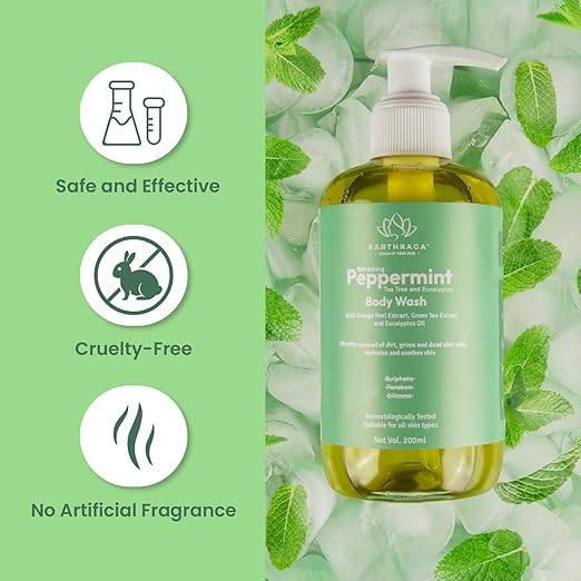 Earthraga Peppermint Tea Tree Eucalyptus Body Wash - 200 ml