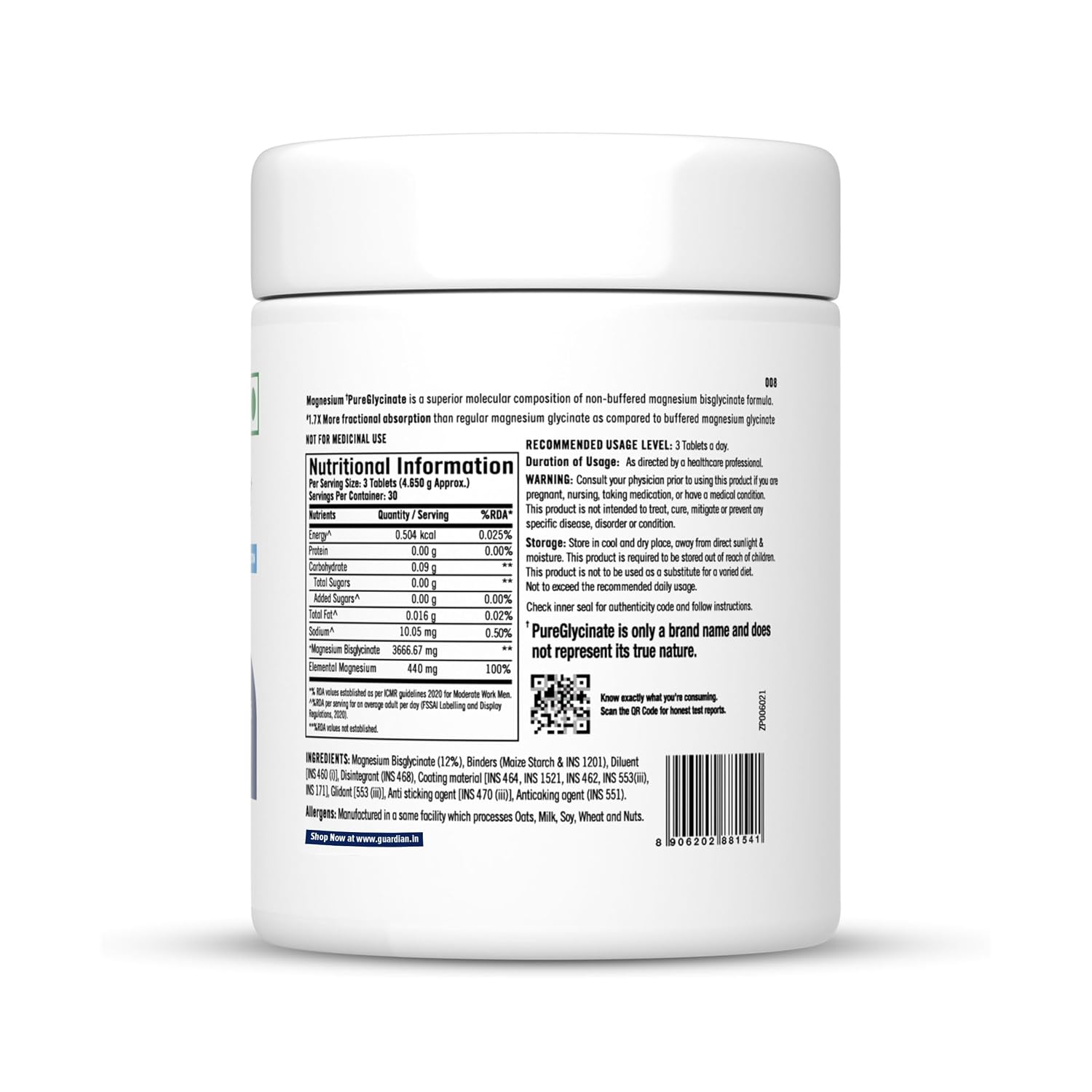 GNC Magnesium PureGlycinate 3666mg | 100% Pure Non-Buffered | 440mg Elemental Magnesium, 100% RDA | Up to 80% Absorption | Deep Sleep, Stress Recovery | 90 Tablets
