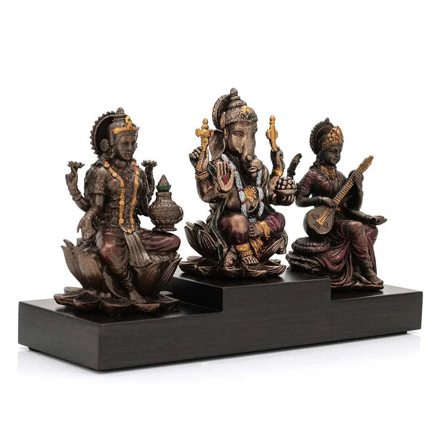 CraftVatika Resin Goddess Laxmi Ganesha Saraswati Showpiece Statue