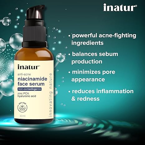 Inatur Niacinamide Serum for Face with Hyaluronic for Acne-Prone Skin - 30 ml