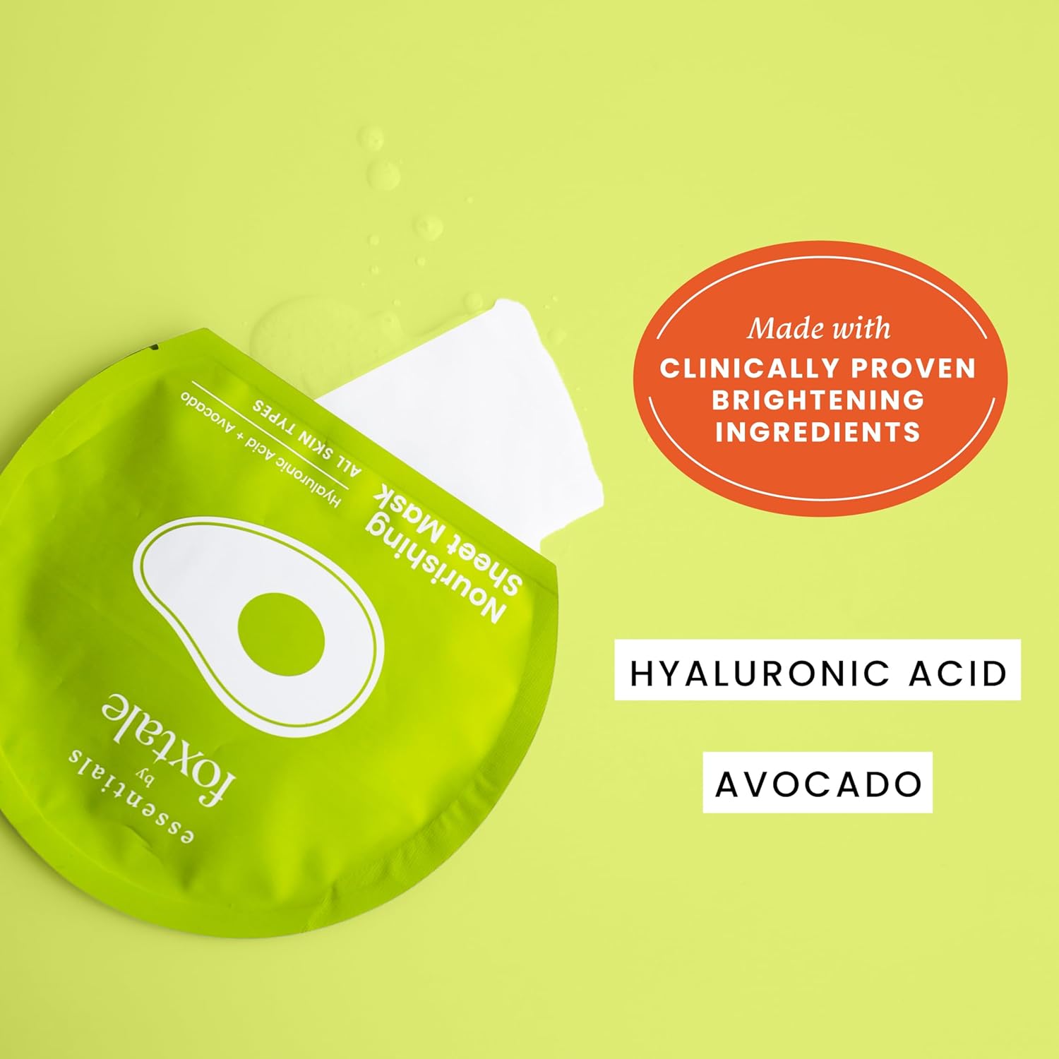Foxtale Nourishing Sheet Mask with Hyaluronic Acid and Avocado for Nourishing & Hydration, Men & Women, 26g