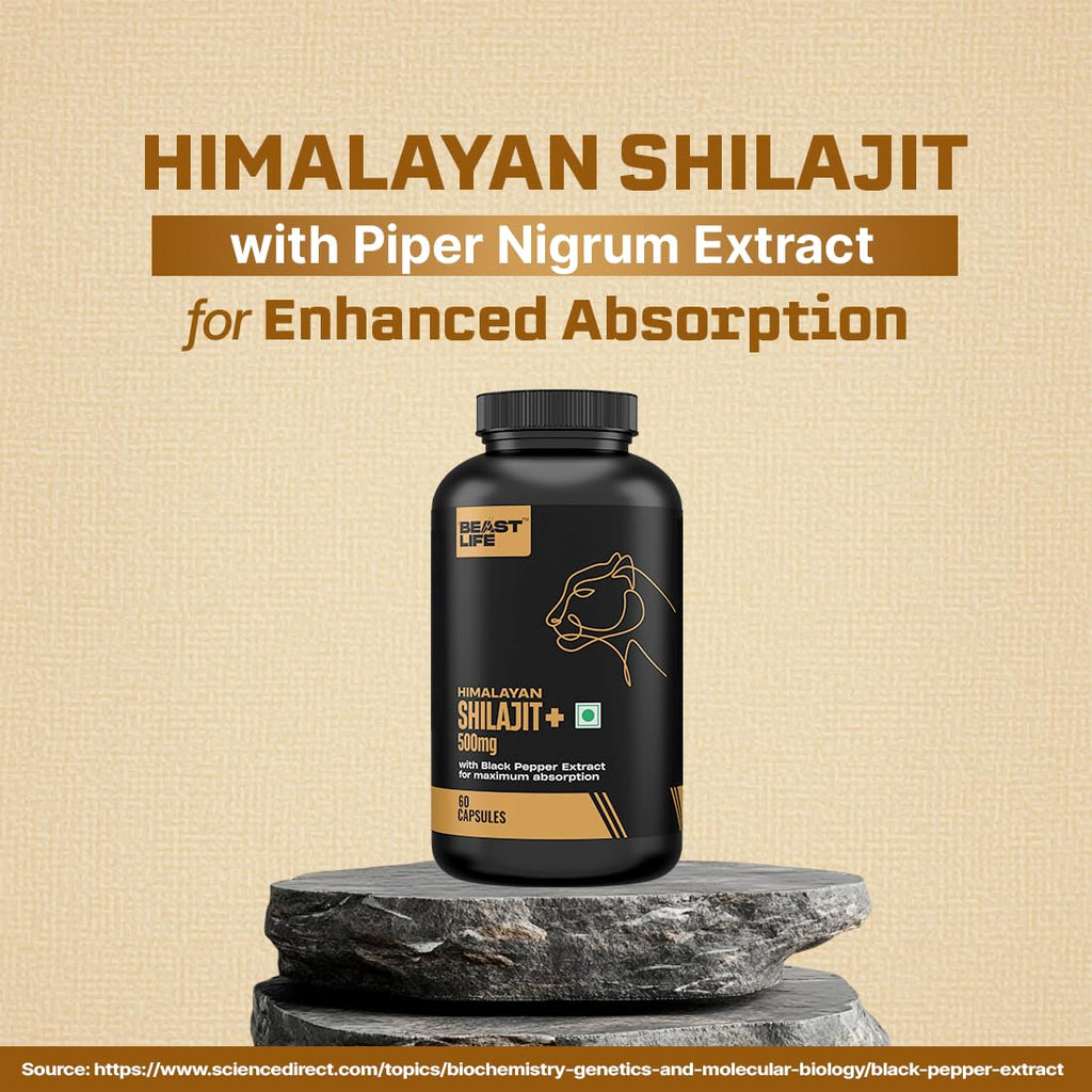 BeastLife Himalayan Shilajit | Pure & Potent Shilajit Supplement | Improve Muscle Strength, Enhances Stamina, Energy & Power | Supports Faster Recovery | Natural & Organic Shilajeet (60 Capsules)