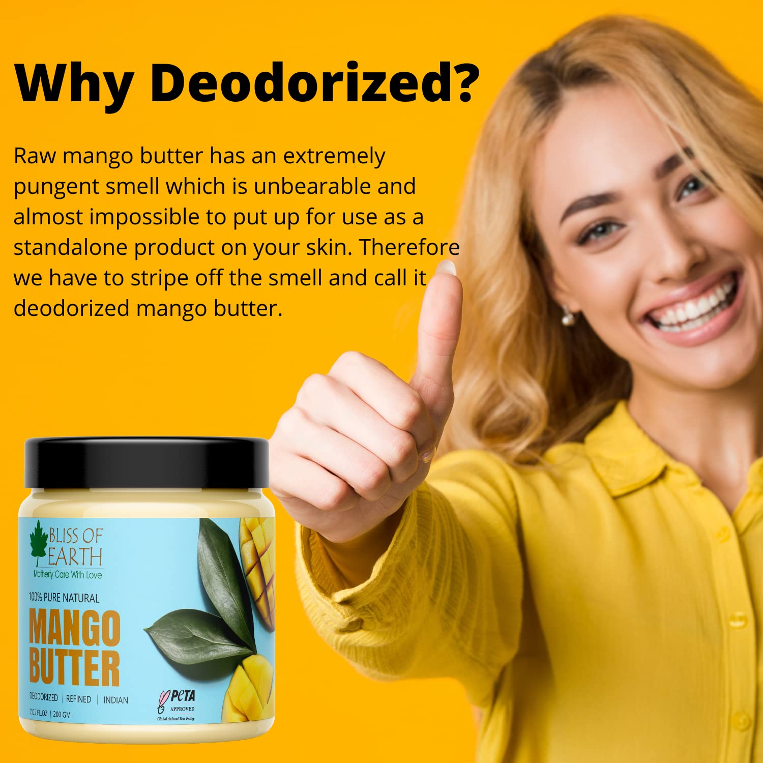 Bliss of Earth Deodorised Indian Mango Butter For Face Skin Hair & DIY 100GM Pack of 1