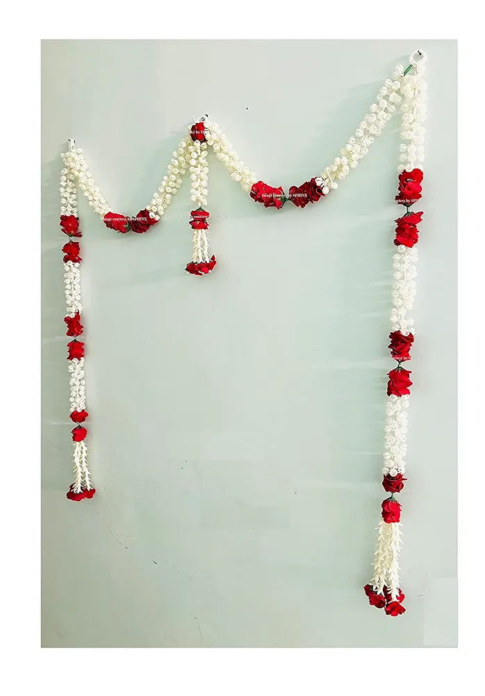 Artificial Jasmine and Roses Door Toran 8 Centimeters Sine line with clustered/tassle strings