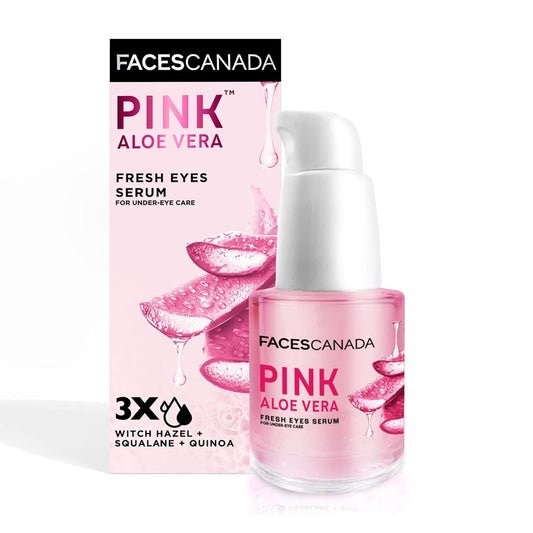 FACESCANADA Pink Aloe Vera Fresh Eyes Serum For Under-Eye Care, 15ml | Squalene, Witch Hazel & Quinoa Extracts | Anti-Ageing, Brightening & Intense Hydration | Helps Reduce Puffy Eyes & Dark Circles