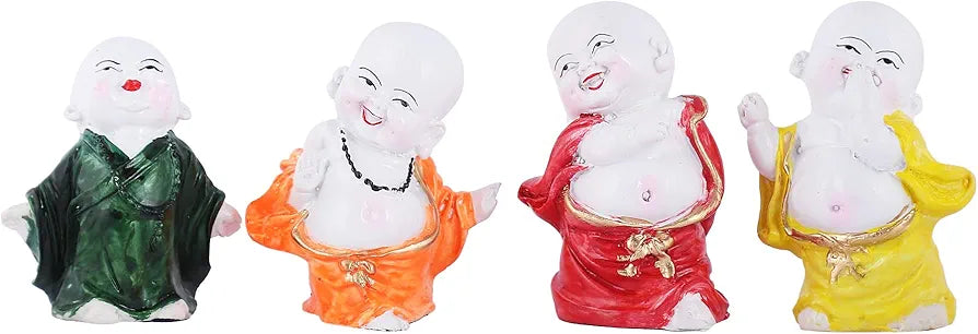 Mariner's Creation Polyresin Baby Laughing Buddha Showpiece Multicolour 4 Pieces