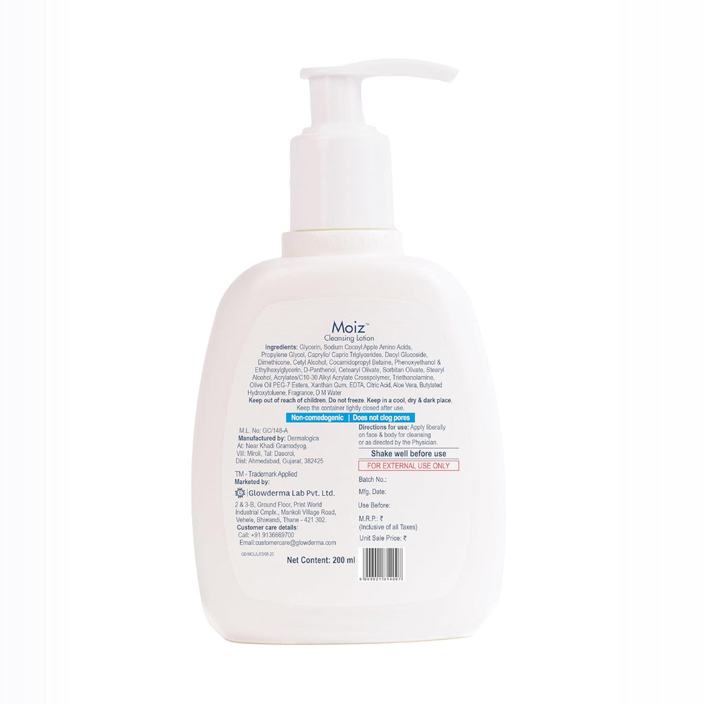 Moiz Cleansing Lotion | Face & Body Cleanser | For Sensitive Skin | With Aloe Vera & Pro-Vitamin B5 | pH 5.6 | Soap, Paraben & Sulphate Free - 400ml