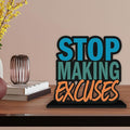 Artvibes Wooden Idols and Figurine Stop Making Excuses Quotes Table Decor for Office Desk Showpiece | Home Decoration