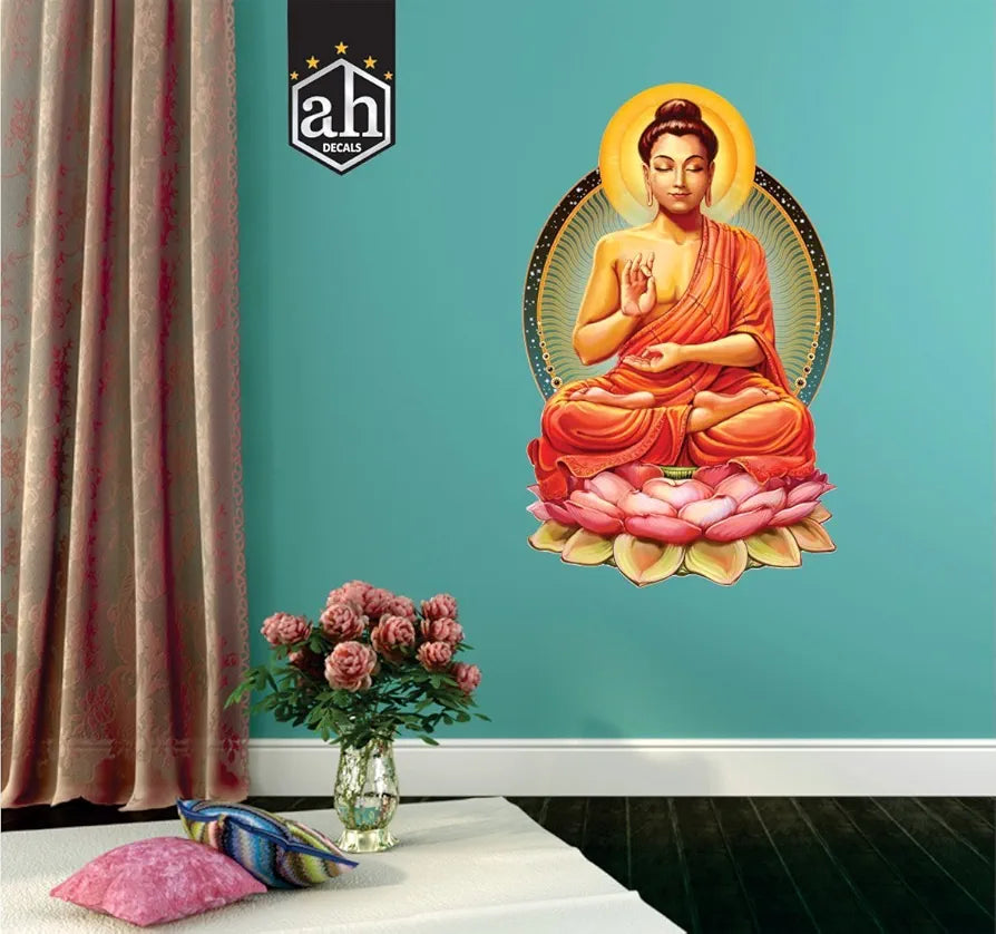 AH Decals Meditating Buddha Wall Stickers for Home Living Bed Room Multi-Colors