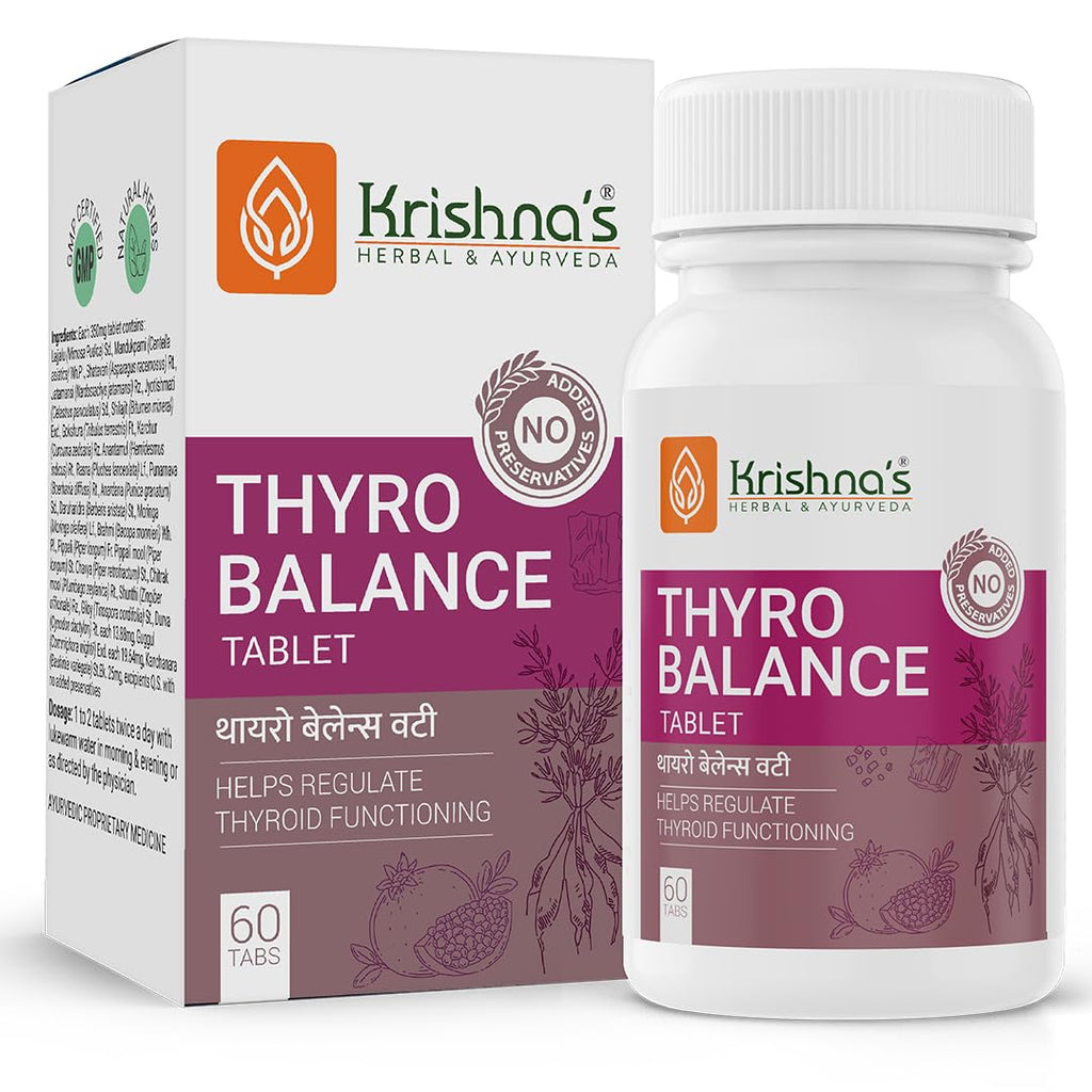 Krishna's Thyro Balance Tablets â€“ Herbal & Non-GMO Formula - 60 Tablet (Pack of 1)
