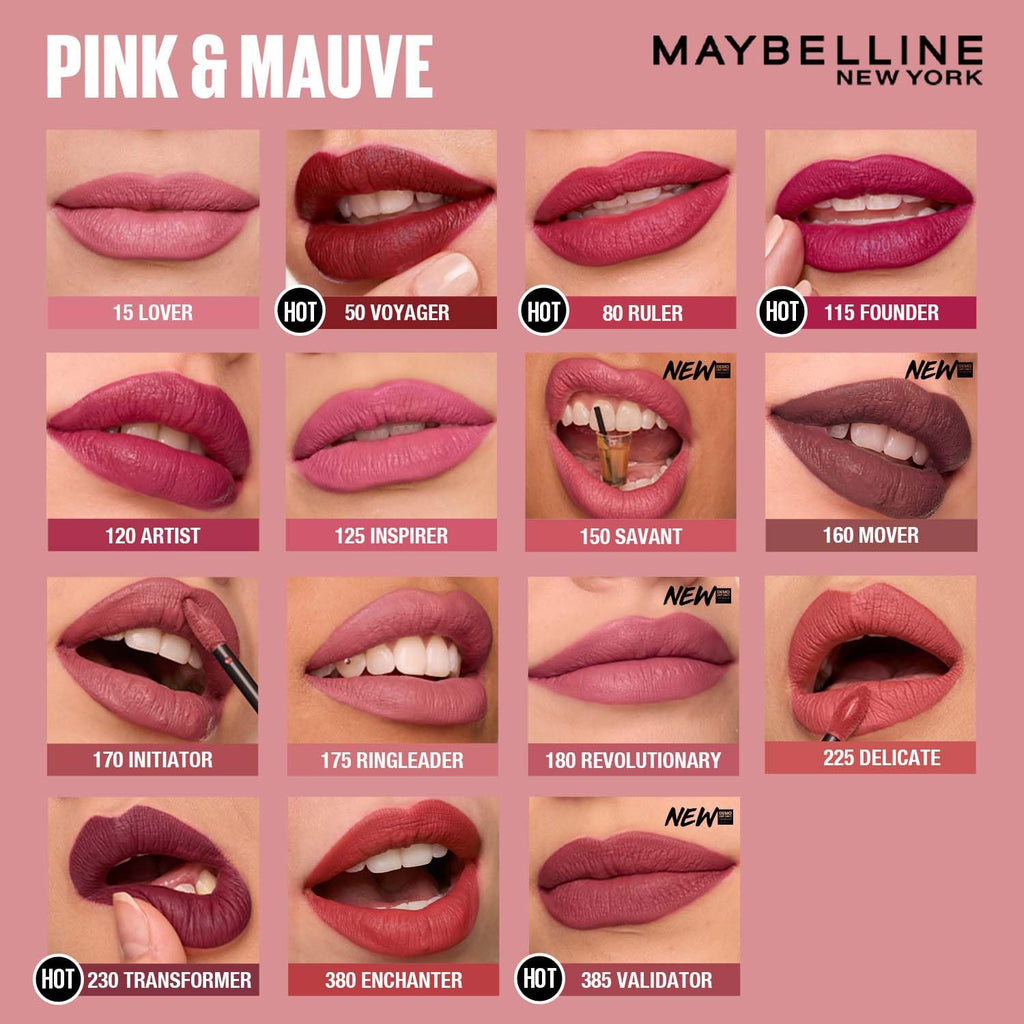 Maybelline New York Liquid Matte Lipstick, Long Lasting, 16hr Wear, Superstay Matte Ink, 170 Initiator, 5ml