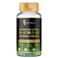 ANUPURAK Vegan D3 K2 B12 & Omega 3 DHA Tablets | 4-in-1 Daily Essential Supplement | Bone, Brain, Heart & Energy Support | D3 (Lichen) + K2 MK-7 (Natto) + B12 + 250mg Algal DHA | 120 Veg Tablets (120 Days)