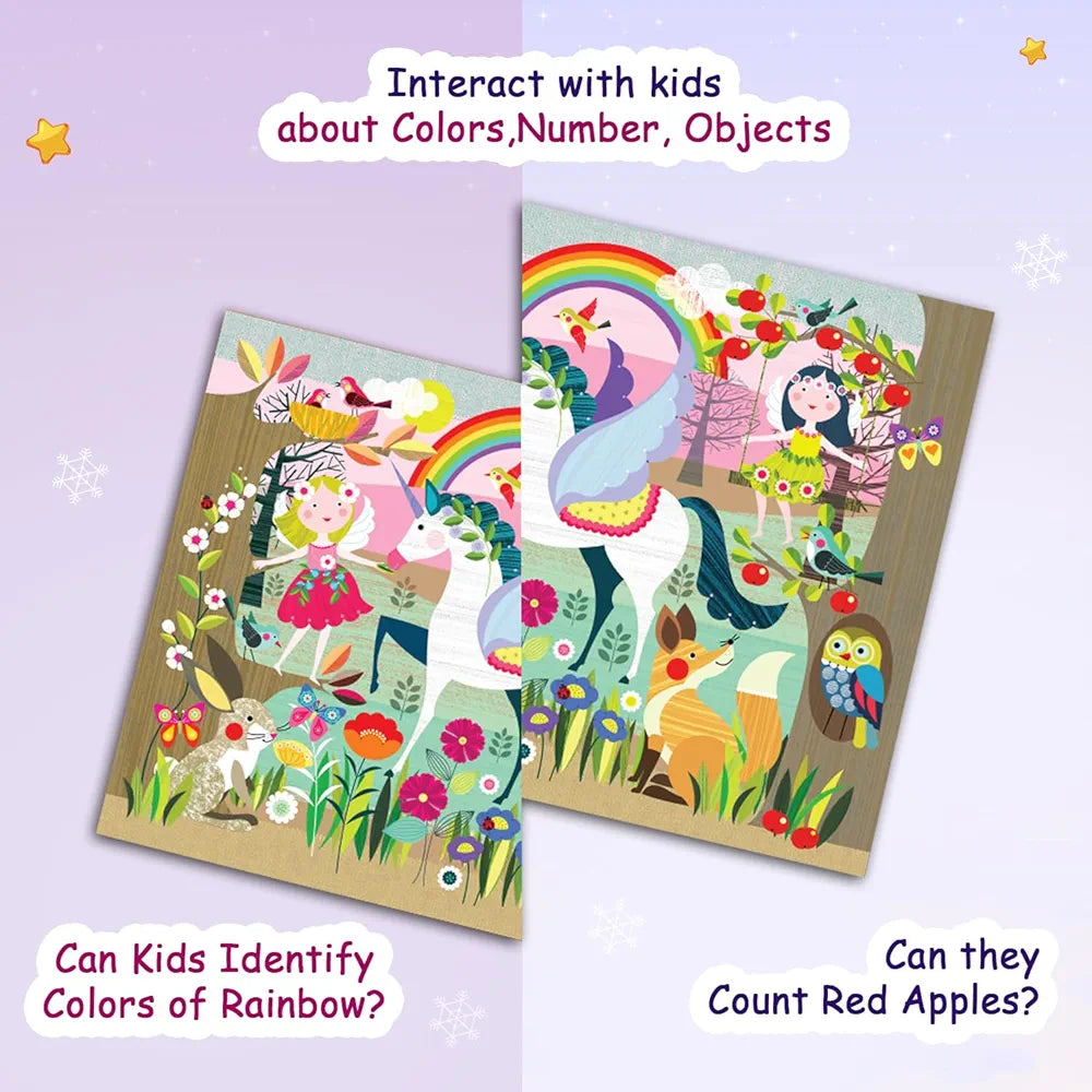 Playqid 12 Giant Pieces Floor Puzzle Unicorn Jigsaw Puzzle for Kids Ages 2+ Enchanted Fairy Tale Theme for Toddlers Educational