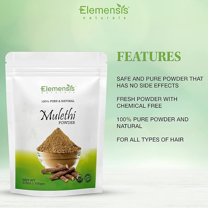 Elemensis Naturals Pure & Natural Mulethi Powder For Skin Whitening - 200 gms