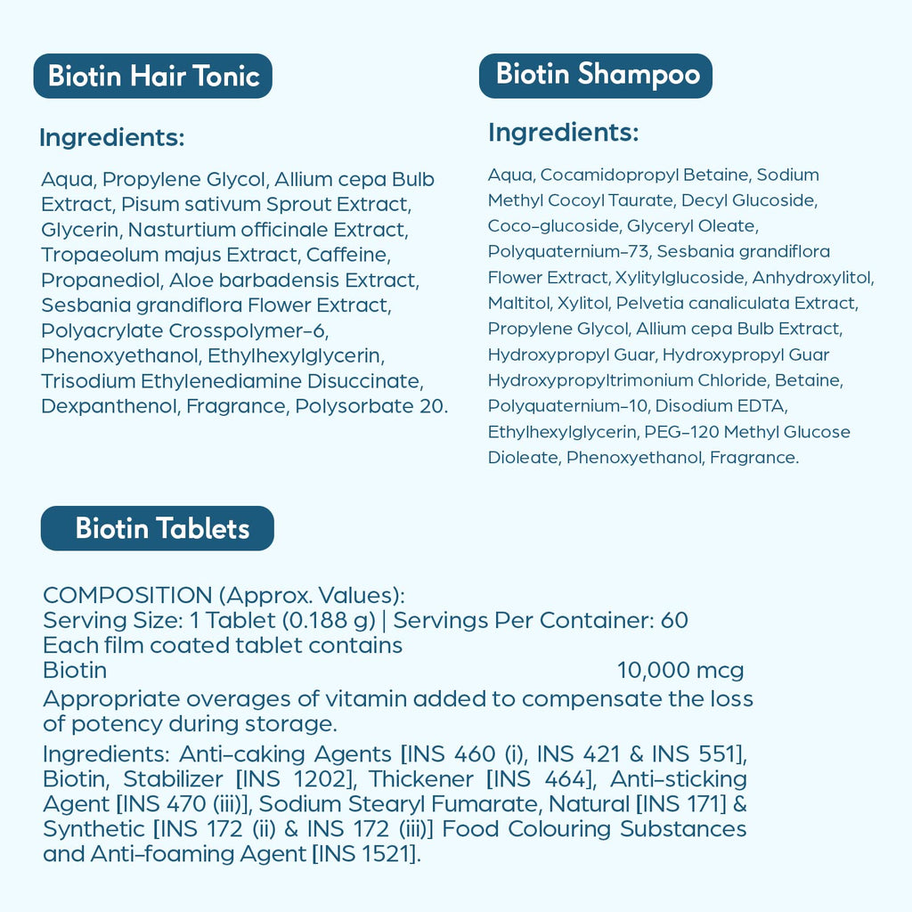 Healthkart HK Vitals Biotin Tablets, Biotin Shampoo & Hair Tonic Combo
