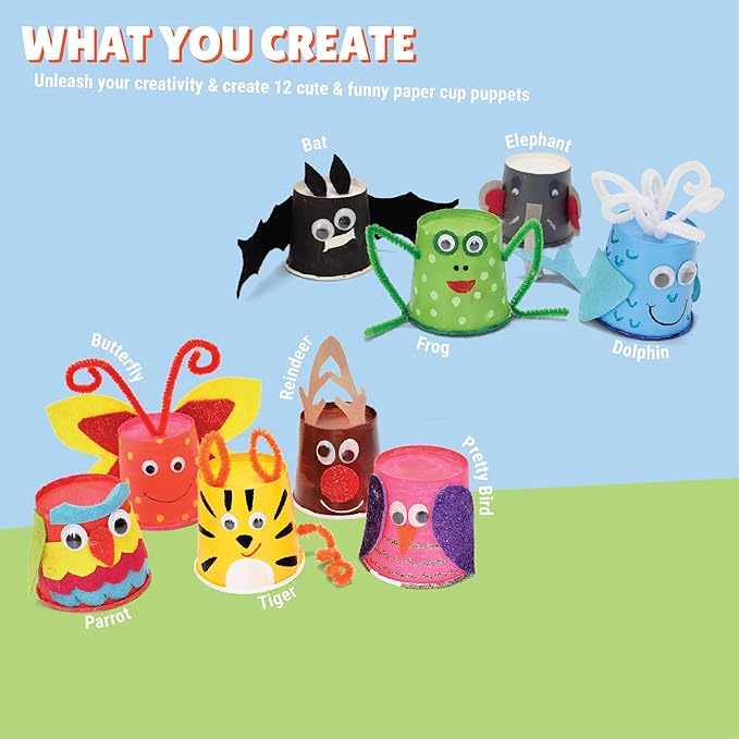 Kalakaram Paper Craft Kit for Kids  Diy Fun Activity Kit | Paper Cup Painting and Craft Kit | Kids Educational Activity Kit