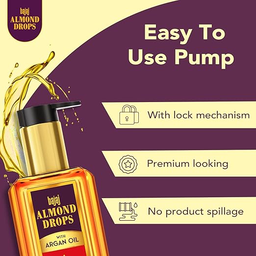 Bajaj Almond Drops Non Sticky Hair Oil With Almond and Argan Oil - 200 ml