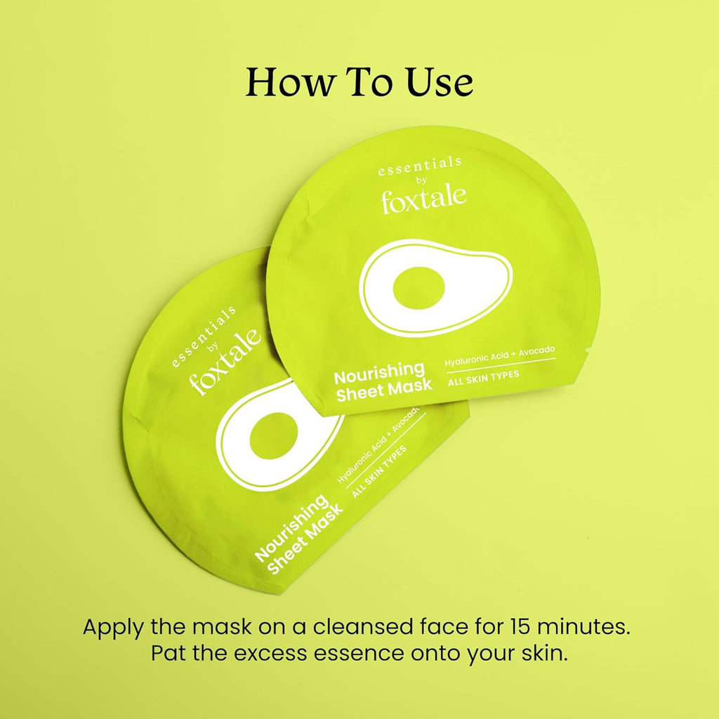 Foxtale Nourishing Sheet Mask with Hyaluronic Acid and Avocado for Nourishing & Hydration, Men & Women, 26g