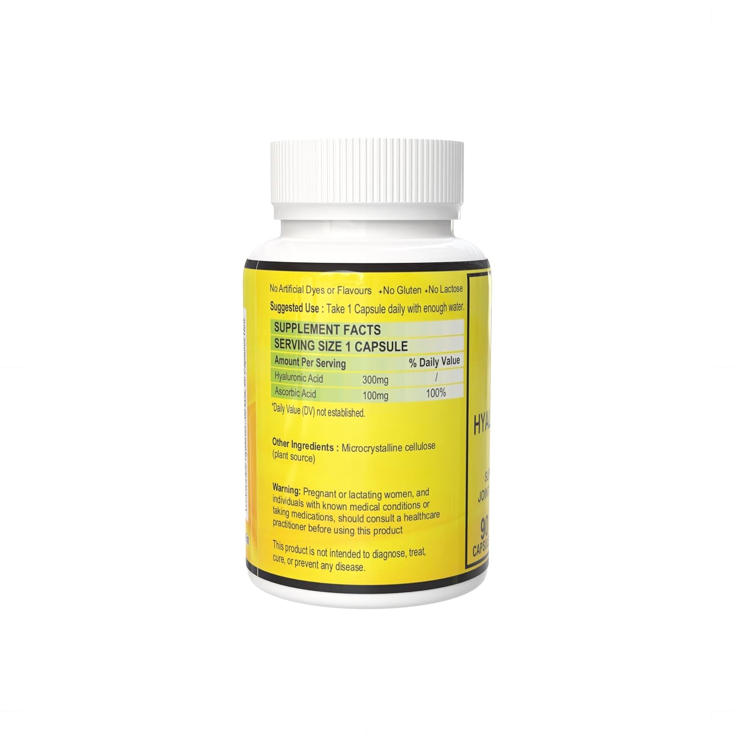 VITARUHE® Hyaluronic Acid Capsules High Dosage, 300 mg Per Capsule, Vegan, Low Molecular 500-700 kDa, 90 Capsules